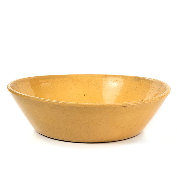 Ohio Yellow Ware Milk Pan : Ohio Yellow Ware Milk Pan American (Ohio), 19th century. A large yellow ware milk pan, raised at the base; dia. 13.25 in. Provenance: From the Estate of Kenneth Erwin, Portland, Michigan
