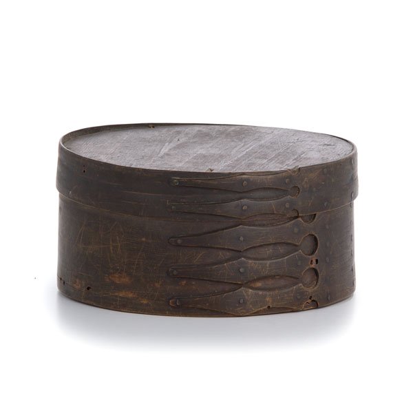 Baleen Pantry Box : Baleen Pantry Box American, 19th century. A sailor-made round baleen six-finger pantry box with copper tacks, wooden lid and bottom; ht. 3.5, dia. 7.25 in. Provenance: Property from the Estate 