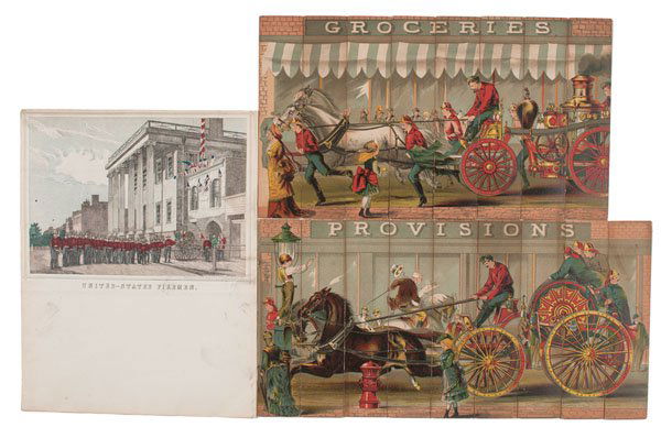 Firefighter Games, Puzzles, Book, and Ephemera : Firefighter Games, Puzzles, Book, and Ephemera American, 20th century. A lot of seven firefighter items, including two firefighting board games, Fighting the Flames by Sam Gabriel Sons & Co. with fo