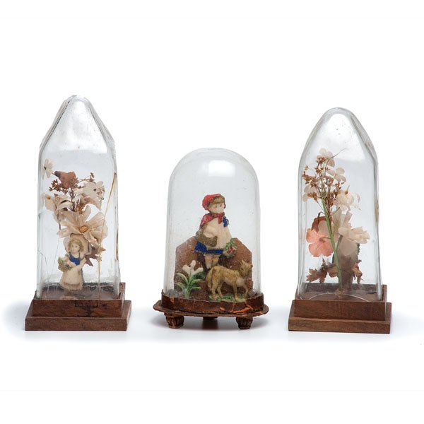 Miniature Wax Dioramas : Miniature Wax Dioramas Continental, 19th century. An assembled group of three miniature wax dioramas with hand-painted details, one depicting Little Red Riding Hood and the Big Bad Wolf while the ot