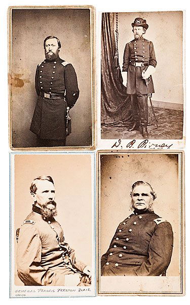 Four CDVs: Daniel D. Bidwell, Henry W. Birge, David B.: Four CDVs: Daniel D. Bidwell, Henry W. Birge, David B. Birney, Francis P. Blair, Jr. Lot of 4: Brady/Anthony CDV of Brig. Gen. Daniel D. Bidwell, formerly Col. 49th NY at Gettysburg, commanded briga