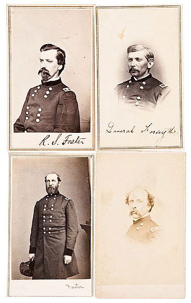 Four CDVs: Francis Fessenden, James Forsyth, John: Four CDVs: Francis Fessenden, James Forsyth, John Foster, Robt. S. Foster Lot of 4: Maj. Gen. Francis Fessenden, verso with autographed salutation and B.F. Smith & Son, Portland, ME imprint, Col. 25