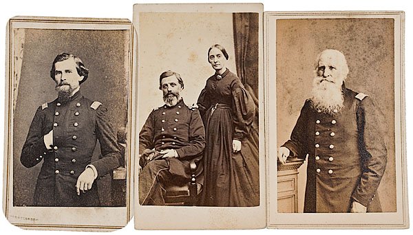 Three CDVs of US Infantry BBGs: Franklin F. Flint,: Three CDVs of US Infantry BBGs: Franklin F. Flint, Gustavus Loomis, and Charles S. Lovell Lot of 3: Franklin F. Flint, Lt. Col. 7th US Inf., also commanded Alton Prison, carte by Webster & Bro., si