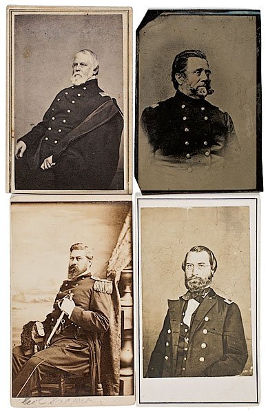 Four CDVs, Including U.S. Infantry BBGs: Delos Sacket,: Four CDVs, Including U.S. Infantry BBGs: Delos Sacket, Washington Seawell, William Sidell, Joseph R. Smith Lot of 4: J.Gurney & Son, New York CDV of Bvt. Brig. Gen. Delos B. Sacket, Lt. Col., US Ar