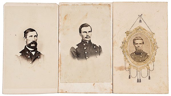 Three CDVs, Illinois BBGs: Daniel Dustin, John G.: Three CDVs, Illinois BBGs: Daniel Dustin, John G. Fonda, David P. Grier Lot of 3: Bvt. Brig. Gen. Daniel Dustin, Maj. 8th Illinois Cav., carte uncredited. Bvt. Brig. Gen. John G. Fonda, Col. 118th 