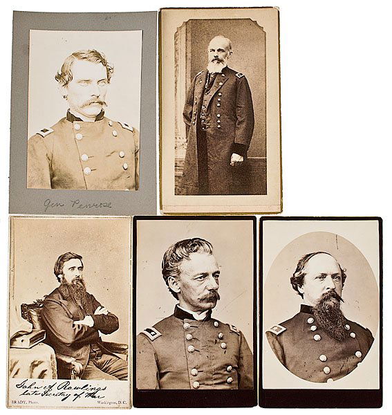 Five Post-War Views of Generals: Jno. Rawlings, Wm. H.: Five Post-War Views of Generals: Jno. Rawlings, Wm. H. Penrose, Geo. J. Stannard, James A. Ricketts, Henry W. Slocum Lot of 5: John Rawlings identified as John Rawlings/late Sec. of War. Grant's p