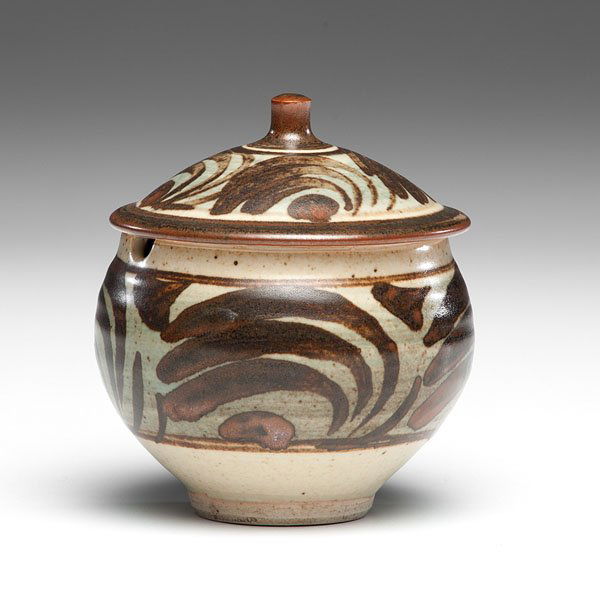 Bernard Leach (1887-1979; Hong Kong/Britain) : Bernard Leach (1887-1979; Hong Kong/Britain) Marmalade Jar Stoneware; ht. 4.5, dia. 4 in. Glaze signed on base with England stamp at foot.