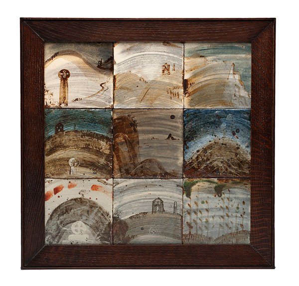 William Marshall (1923-2007; Britain) : William Marshall (1923-2007; Britain) Nine Tile Seascape ca 2000 Stoneware; ht. 17, wd. 17.25 in. (sight) Housed in custom frame.