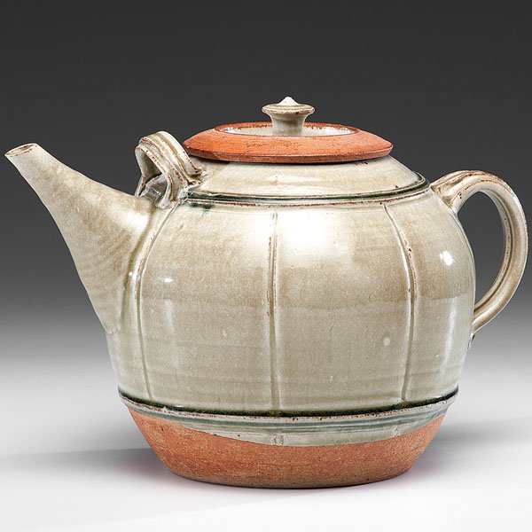 Richard Batterham (1936; Britain) : Richard Batterham (1936; Britain) Double Handled Melon Teapot ca 2001-06 Stoneware; ht. 11, wd. 15.25, dp. 10 in.
