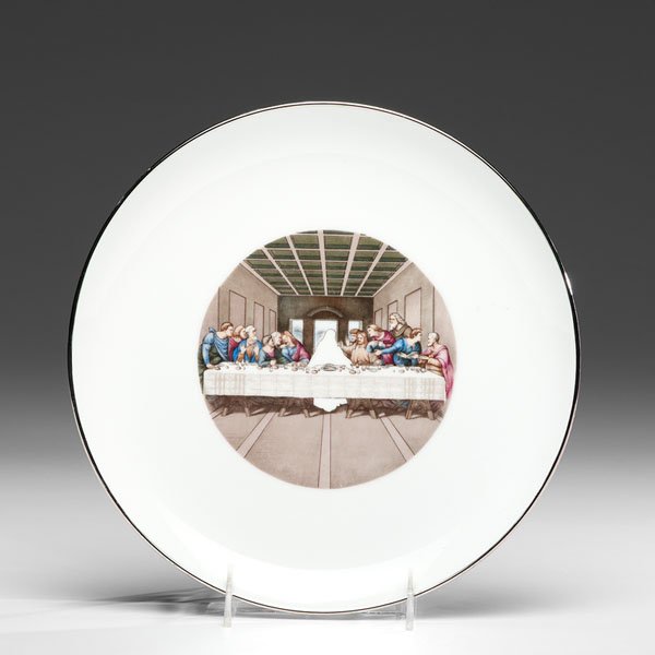 Howard Kottler (1930-1989; USA) : Howard Kottler (1930-1989; USA) The Last Supper Ghost ca 1972 Porcelain with custom transfer; ht. 1, dia. 10.25 in. Artist's name on reverse.
