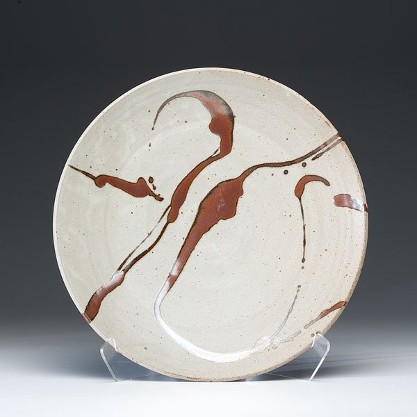 Warren MacKenzie (1924; USA) : Warren MacKenzie (1924; USA) Grey and Brown Charger ca 2003 Stoneware; ht. 3, dia. 18.75 in.