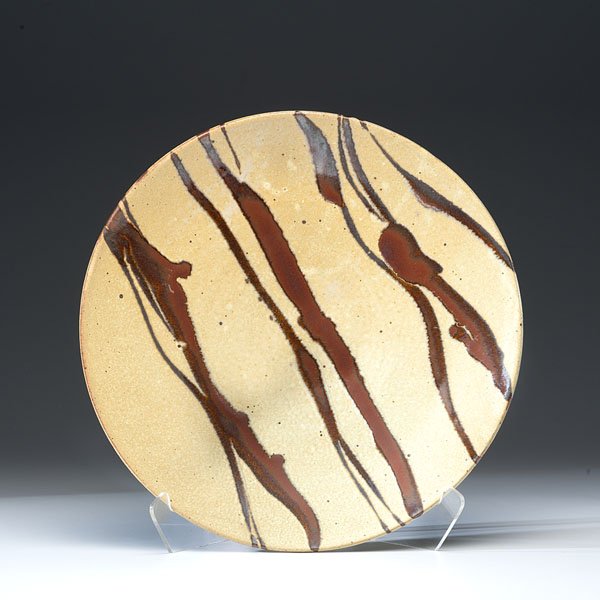 Warren MacKenzie (1924; USA) : Warren MacKenzie (1924; USA) Chartreuse and Brown Charger ca 2003 Stoneware; ht. 3, dia. 18.5 in.