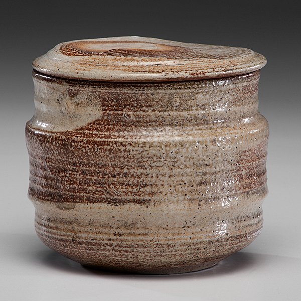 Karen Karnes (1925; USA) : Karen Karnes (1925; USA) Lidded Jar ca 1975 Wood-fired stoneware; ht. 5, dia. 5.5 in. Artist's stamp at foot. Karen Karnes, an American ceramist, best known for her earth-toned stoneware ceramic
