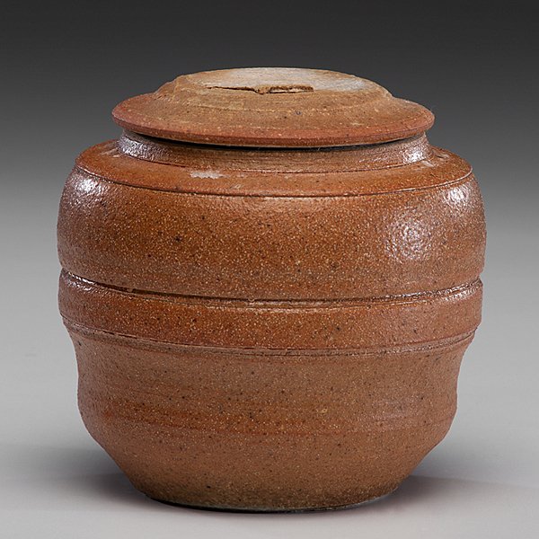 Karen Karnes (1925; USA) : Karen Karnes (1925; USA) Lidded Jar ca 1974 Wood-fired stoneware; ht. 5.5, dia. 5.25 in. Artist's stamp at foot. Karen Karnes, an American ceramist, best known for her earth-toned stoneware ceramic