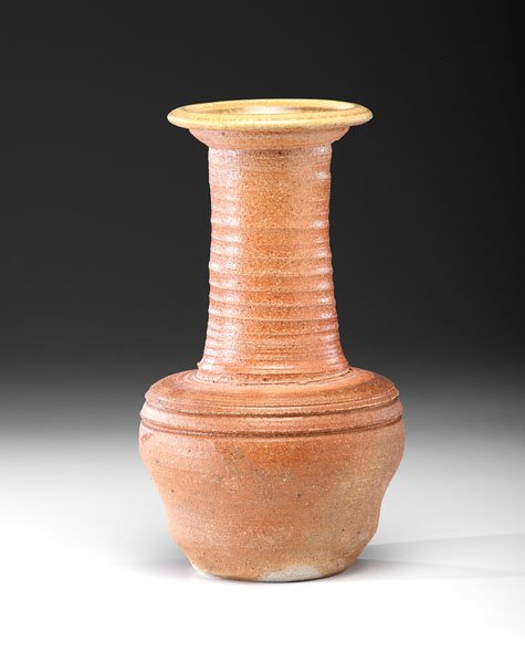 Karen Karnes (1925; USA) : Karen Karnes (1925; USA) Compound Vase ca 1972 Salt-glazed Stoneware; ht. 12.5, dia. 7.25 in. Karen Karnes, an American ceramist, best known for her earth-toned stoneware ceramics. Born in 1925 in