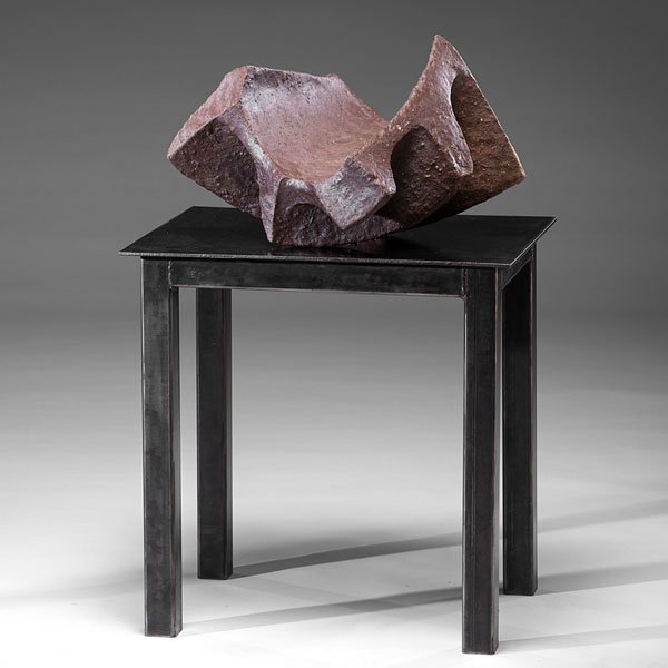 Tim Rowan (1967; USA) : Tim Rowan (1967; USA) Open Corkscrew ca 2006 Wood-fired stoneware; ht. 12, wd. 22.25, dp. 18.5 in. (without stand) Custom stand included.