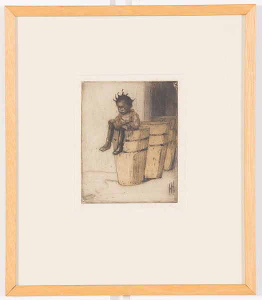 Helen Hyde (1868-1919) Colored Etchings : Helen Hyde (1868-1919) Colored Etchings Helen Hyde (American, 1868-1919). Two hand-colored etchings of African American children, matted and framed; largest 5 x 4 in. (sight)