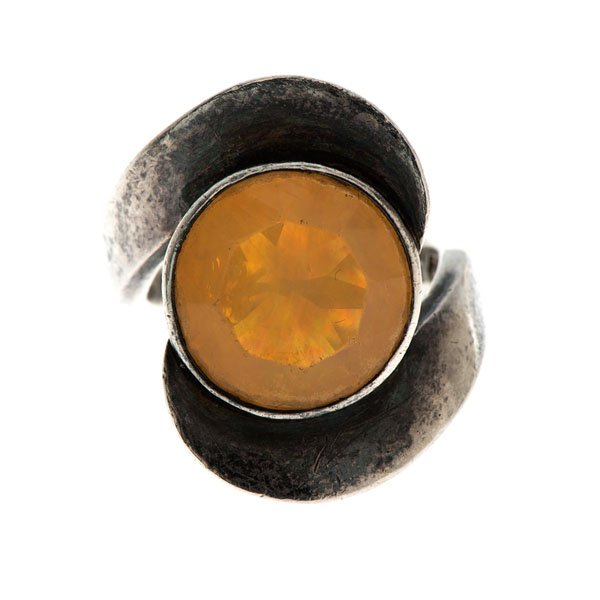 Antonio Pineda 970 Silver Faceted Opal Ring : Genuine Antonio Pineda 970 silver ring containing one 15mm round faceted Mexican opal set in a bezel. 10.0 dwt. Size 8.25