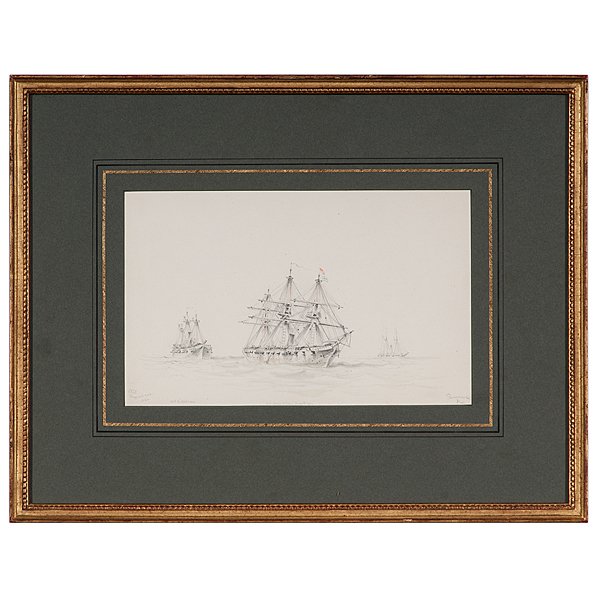 USS Galena, USS Brooklyn, USS Itasca, Watercolor: USS Galena, USS Brooklyn, USS Itasca, Watercolor and Pencil by Xanthus Smith (1839-1929) Xanthus Smith (1839-1929). Pencil & watercolor on paper, 6.25 x 10 in., signed l.l. X.S. / August 30th / 186