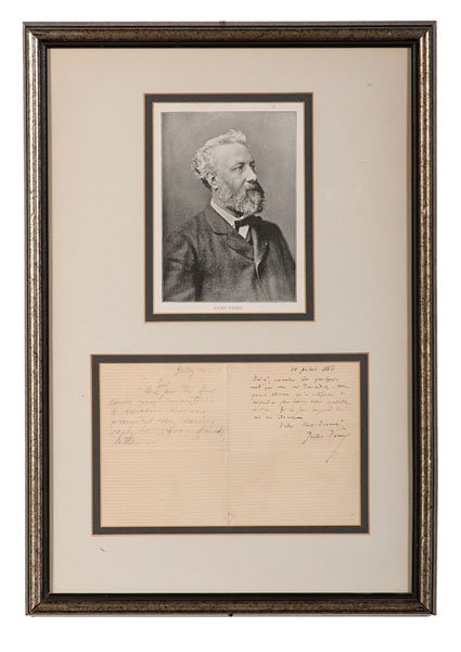 Jules Verne, ALS, 1886 : Jules Verne (1828-1905). French writer, best known in America for his influential early science fiction and adventure novels Journey to the Center of the Earth, Twenty Thousand Leagues Under the Sea,