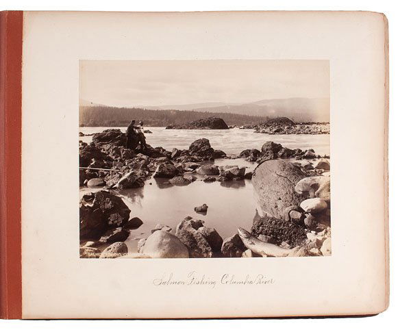 Yellowstone, F.J. Haynes, Album of Photographs of the: Album containing 48 albumen photographs, each approx. 6.5 x 8.5 in., mounted on heavy card stock, titles in negatives and as manuscript captions on mounts. Original roan (worn) album, with gilt title,