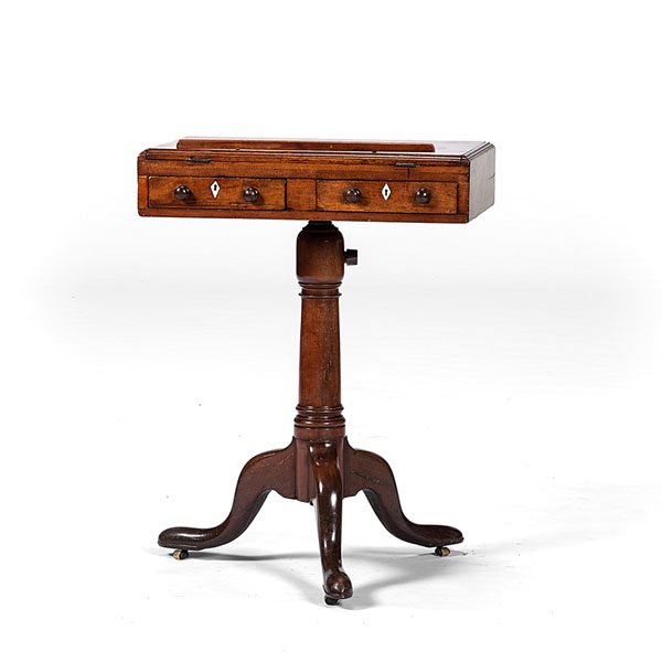 English Architect's Drawing Table : English Architect's Drawing Table English, 18th century. An architect's drawing table in oak, having a hinged rectangular top that lifts up to create an angled writing surface, above a row of two