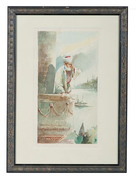 Middle Eastern Watercolor : Middle Eastern Watercolor Artist unknown. Watercolor on paper, signed and dated 1929 l.l.; 11.5 x 7 in. (sight).