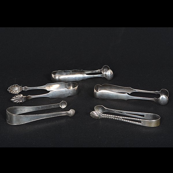 Coin Silver Sugar Tongs : Coin Silver Sugar Tongs American, late 18th-early 19th century. An assembled group of five coin silver sugar tongs by various makers, including Samuel Canfield (Connecticut), H. Goodwin (Connecticut