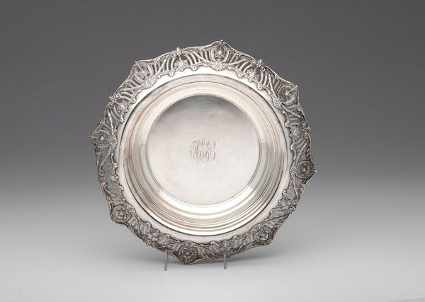 The Frank Herschede Co. Sterling Dish, 1909 : The Frank Herschede Co. Sterling Dish, 1909 American, early 20th century. A sterling silver dish with rolled over pierced and molded lip with classical motifs, the deep dish monogramed, TCEE and mar