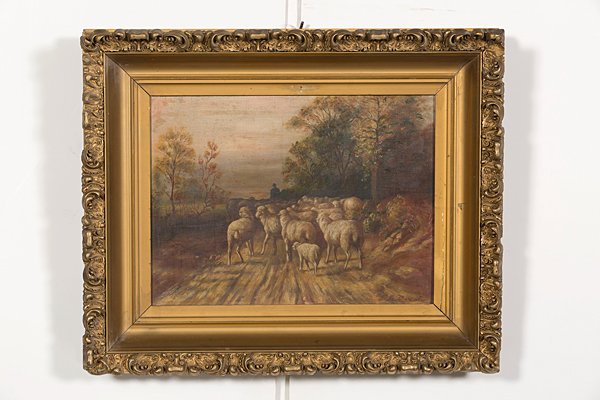 American Pastoral Scene : American Pastoral Scene American, 19th century. Oil on canvas, signed l.r.; 11.5 x 15.75 in. (sight). Provenance: From the Estate of Kenneth Erwin, Portland, Michigan