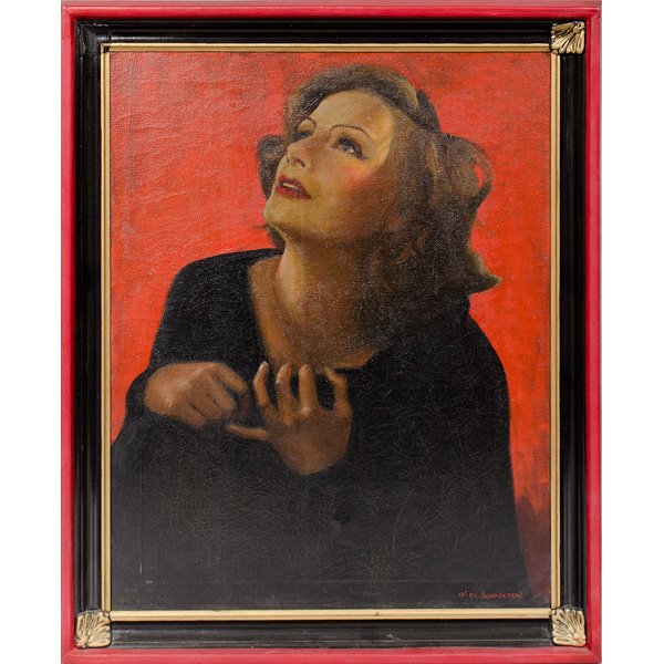 W.H. Johnston Portrait of Greta Garbo : W.H. Johnston Portrait of Greta Garbo W.H. Johnston (American, 20th century). A portrait of Greta Garbo, signed l.r.; 27 x 21.5 in. (sight).