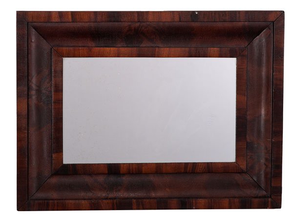Ogee Wall Mirrors : Ogee Wall Mirrors American, late 19th-early 20th century. A group of two ogee wall mirrors including one with alternating bands of tiger maple and mahogany veneer, the other with mahogany veneer; la