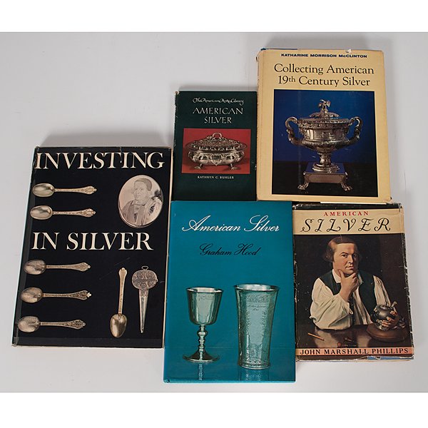 Books on American Silver : Books on American Silver A collection of five books on American silver including American Silver by Kathryn C. Buhler, American Silver by John Marshall Phillips, American Silver by Graham Hood, Coll
