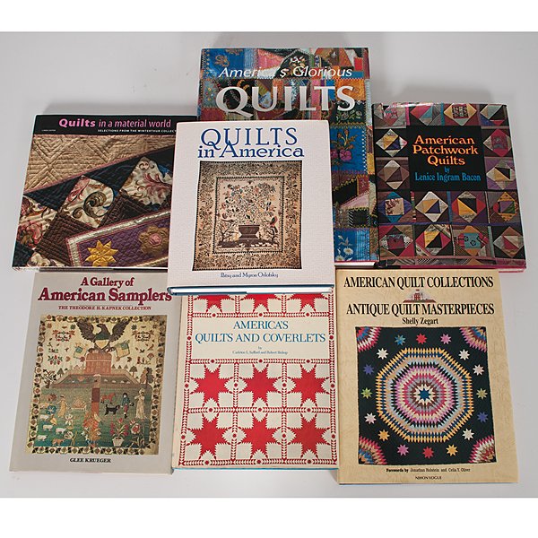 Assorted Books on Quilts and Samplers : Assorted Books on Quilts and Samplers A group of seven books on American quilts including Quilts in America by Patsy and Myron Orlofsky, Quilts in a Material World by Linda Eaton, American Quilt Col