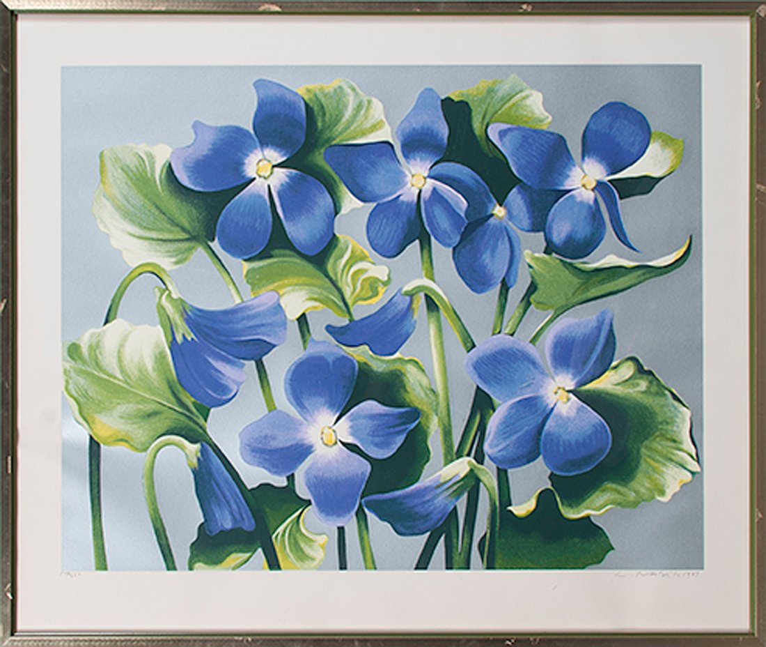 Viola Adorata Serigraph by Lowell Nesbitt : Viola Adorata Serigraph by Lowell Nesbitt Lowell Nesbitt (American, 1933-1993). A silkscreen on paper, numbered in lower left margin, signed in lower right margin; 38.25 x 30 in. (plate size).
