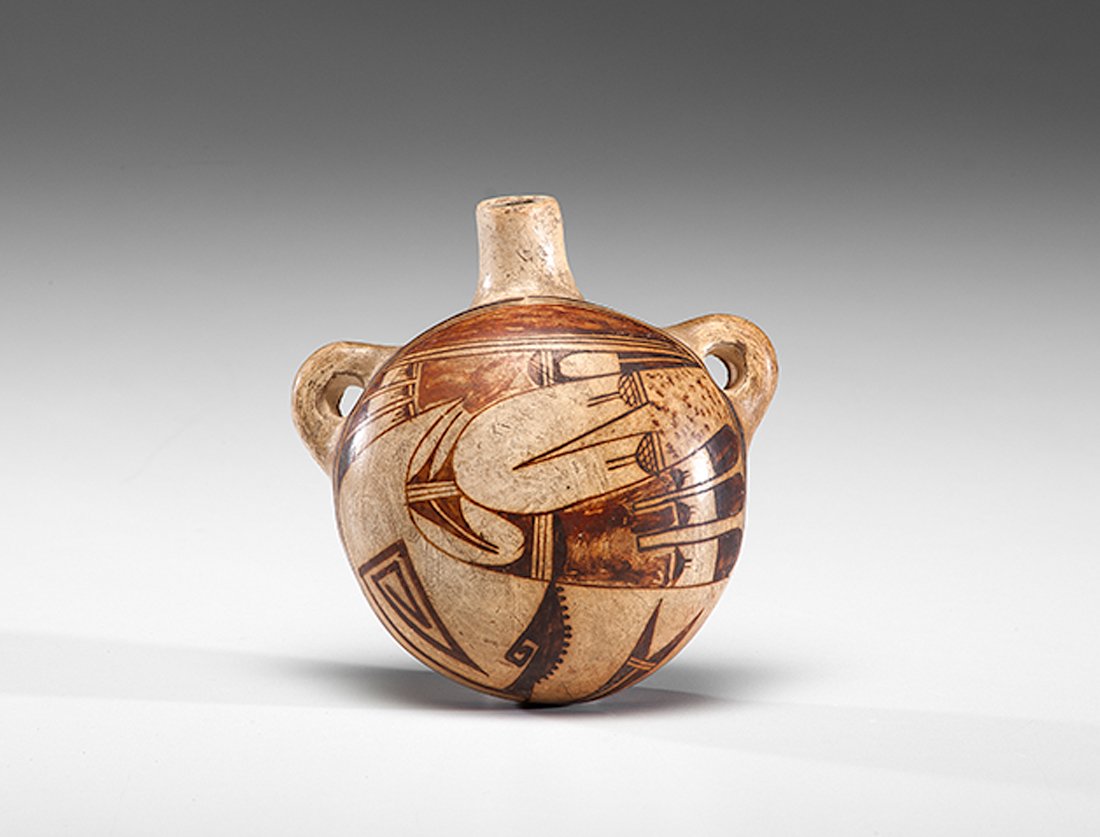 Nampeyo of Hano (Hopi, 1860-1942) Attributed Canteen : Nampeyo of Hano (Hopi, 1860-1942) Attributed Canteen diminutive form with Sikyátki-style decorations on belly, length 4.5 in. x width 5 in. late 19th century