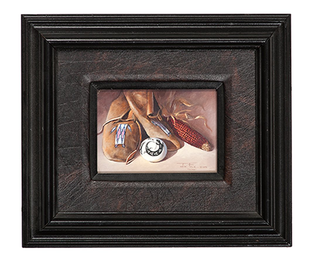 Joni Falk (American, b. 1933), Egg Tempera on Paper : Joni Falk (American, b. 1933), Egg Tempera on Paper Indian Treasures signed and dated lower right (sight) 4.75 x 6.5 in. 1979