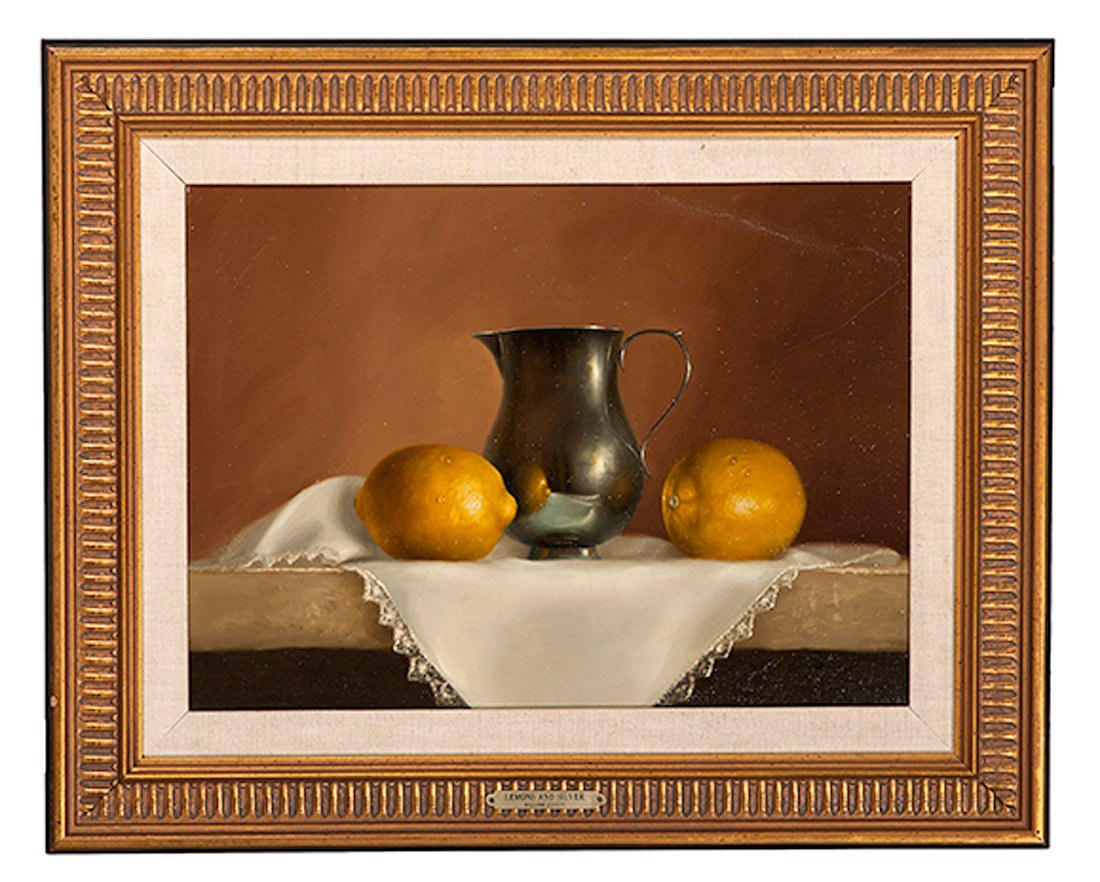 William Acheff (American, b. 1947), Oil on Canvas : William Acheff (American, b. 1947), Oil on Canvas Lemons and Silver signed lower right (sight) 12 x 16 in. Provenance:Ex Altermann Galleries, Santa Fe, New Mexico