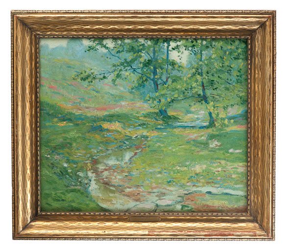 A Study in Green by Carl C. Graf : A Study in Green by Carl C. Graf Carl C. Graf (American, 1890-1947). Oil on heavy artist's board, executed in heavy impasto. Signed l.r.; 15.5 x 18.75 in. (sight). Provenance: The Clarence and Mil