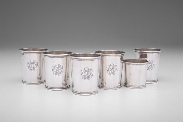 Wakefield Scearce LBJ Administration Julep and Toddy: Wakefield Scearce LBJ Administration Julep and Toddy Cups American, ca 1963-1969. A set of five sterling silver presidential julep cups and one toddy cup by Wakefield Scearce, each stamped with Ma