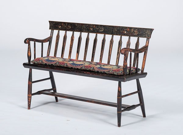 Hitchcock Style Stenciled Bench With Cushion Oct 10 2014