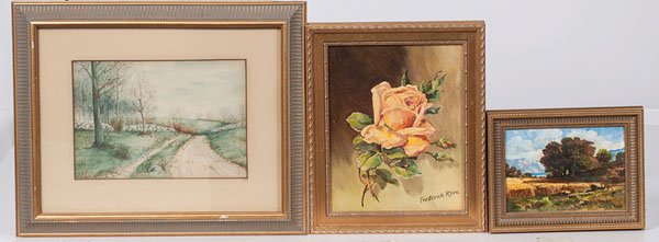 Collection of American Landscape Paintings : Collection of American Landscape Paintings A group of 6 oil and watercolor landscapes, some by listed artists, including a watercolor by Raphael Senseman (American, 1870-1965), as well as a pair of 