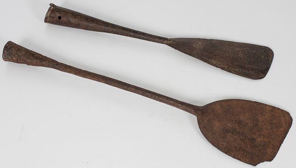 Iron Whaling Tools : Iron Whaling Tools 19th century. Two wrought iron flensing or blubber spades for whaling; longest lg. 23.75 in.