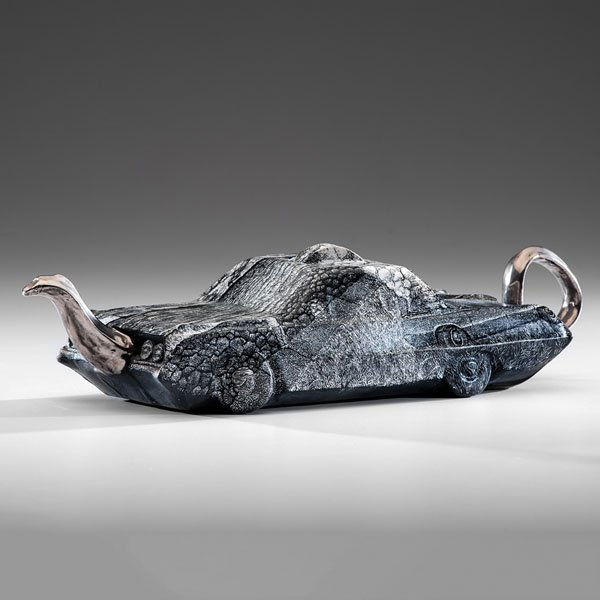 David Regan (1964; USA) : David Regan (1964; USA) 1970 Dodge Polara - Waterspout Teapot ca 2001 Porcelain; ht. 4.25, wd. 18.5, dp. 5.75 inches Artist signature and date at handle. Montana-based ceramist David Regan began w