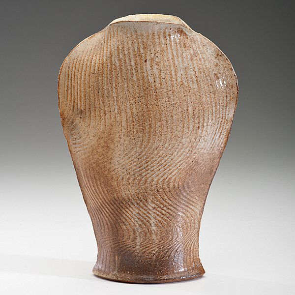 Tim Crane (1962; USA) : Tim Crane (1962; USA) Wood- fired Envelope Vase ca 1995 Slab built stoneware; ht. 14, wd. 4 in. Exhibition/Publication: Sphere of Influence: Disciplines of Warren MacKenzie In the artist's own wor