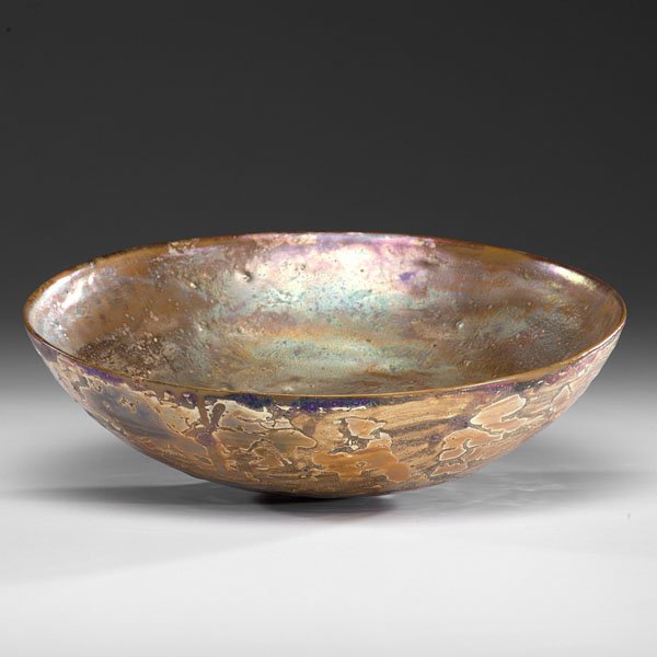Beatrice Wood (1893-1998; USA) : Beatrice Wood (1893-1998; USA) Superb Luster Bowl ca 1985 Earthenware; ht. 3.5, dia. 11.75 in. Artist signature on base. Wood was introduced to Marcel Duchamp in 1917 and became an intimate friend o