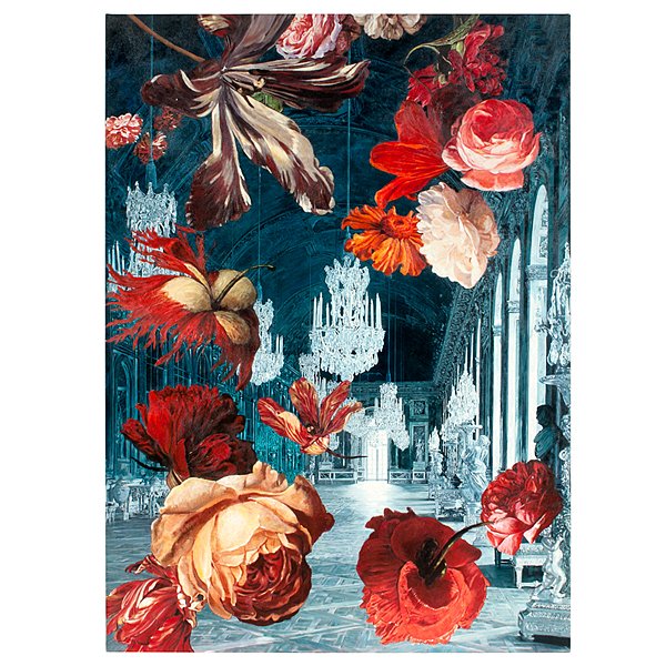 Falling Flowers - Baroque Ceiling #1, by James McGrath : Falling Flowers - Baroque Ceiling #1, by James McGrath James McGrath (Australian, b. 1969). Large and impressive oil on canvas titled Falling Flowers - Baroque Ceiling #1. Lot includes the hardcover