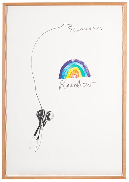 Scissors and a Rainbow Lithograph, by Jim Dine : Scissors and a Rainbow Lithograph, by Jim Dine Jim Dine (American, b. 1935). Colored lithograph, titled Scissors and a Rainbow. Signed bottom middle and dated 1969, numbered 6/75; 40.25 x 27.5 in. (