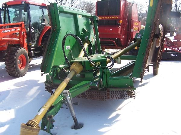 John Deere 1518 Batwing mower for tractor Like New: JD 1518 Batwing mower, This unit is an 02" or 03" model, we bought it from the farmer that bought it new. It has hard tires and chain kit. Very nice cut less than 200 acres!!!! TAg # 30516 This is an