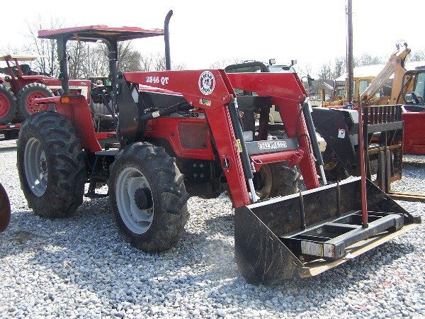 Massey Ferguson 4243 Tractor w/ Loader: MF 4243 Tractor, w/ Bush Hog 2846 QT Loader, QT Bucket, 2 Remotes, Joy stick loader control, ROPS and Canopy 1886hrs, 1 owner tractor. Tag # 34643 This is an auction to be held on our premises, on Mon